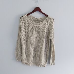 RD Style Stitch Fix SZ M Oatmeal Beige Open Garter Knit Stitch Pullover Sweater